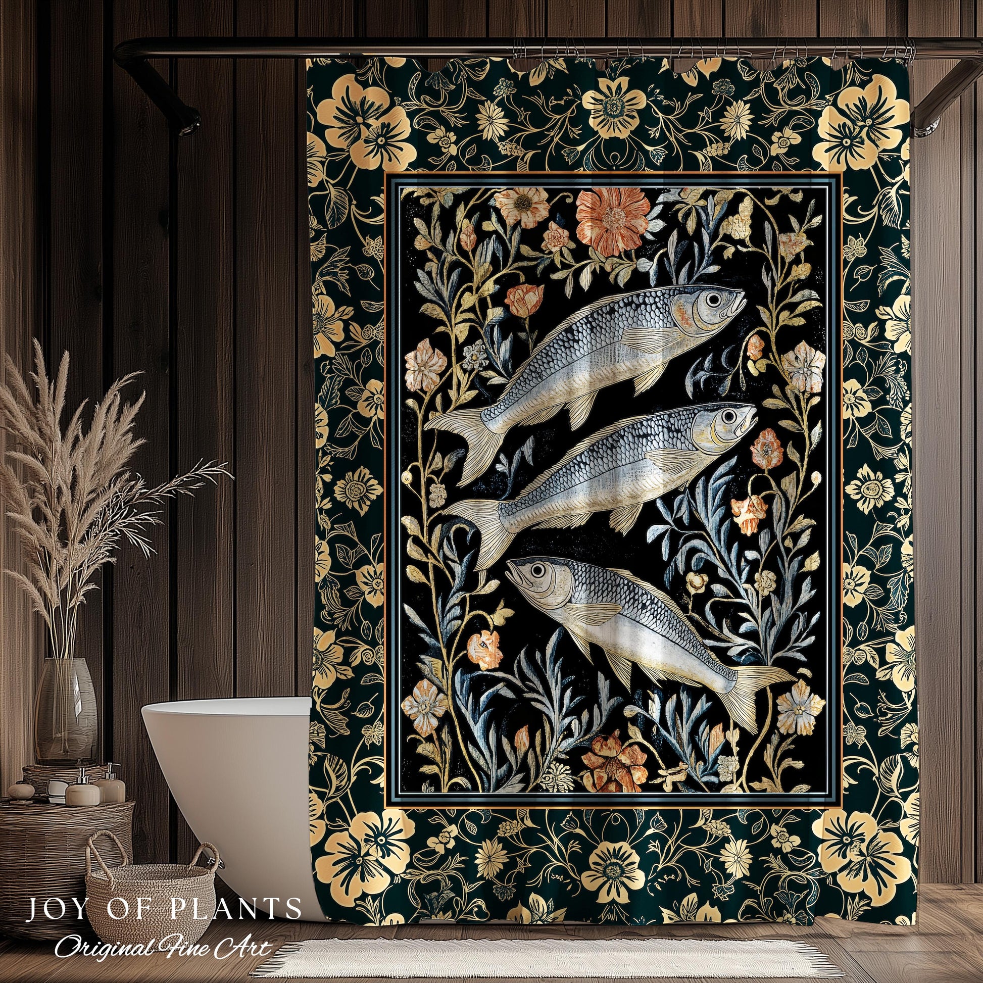 Beachy Costal Fish Shower Curtain | Sea Life Marine Bathroom Sardine Throw Ocean Inspired Design Sea Lover Bath Decor Maritime Aesthetic |