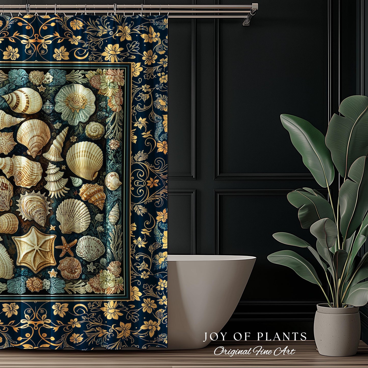 Boho Seashells Rustic Shower Curtain | Coastal Inspired Beach House Bathroom Summer Decorating Shell Wall Art Mermaidcore Nautical Artwork