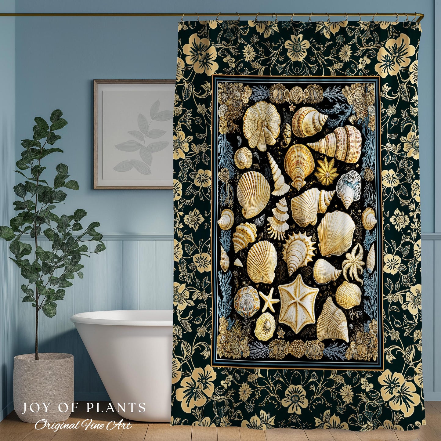 Cozy Beach House Seashell Bathroom | Vintage Coastal Aesthetic Beachy Rustic Shower Curtain Crustacean Inspired Lake House Summer Decor |