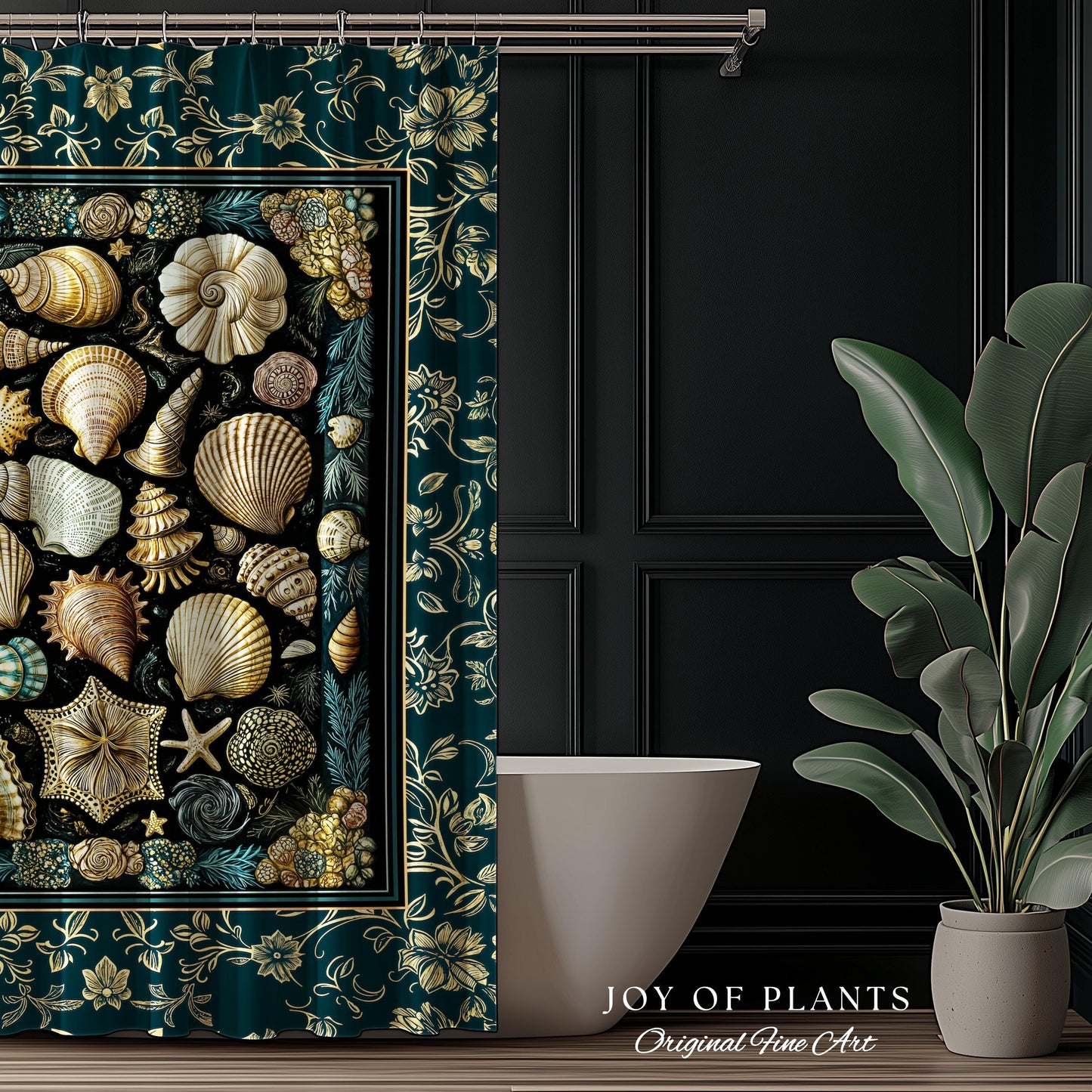 Maximalist Seashell Nautical Shower Curtain | Mermaidcore Coastal Bathroom Crustacean Inspired Beach House Summer Marine Bath Accessory |
