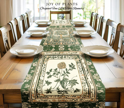 Enchanted Garden Folklore Tree Table Runner | Emerald Green Botanical Coquette Accent Floral Table Accent Forest Theme Folklore Cottagecore