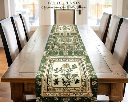 Enchanted Garden Folklore Tree Table Runner | Emerald Green Botanical Coquette Accent Floral Table Accent Forest Theme Folklore Cottagecore