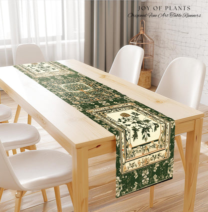 Enchanted Garden Folklore Tree Table Runner | Emerald Green Botanical Coquette Accent Floral Table Accent Forest Theme Folklore Cottagecore