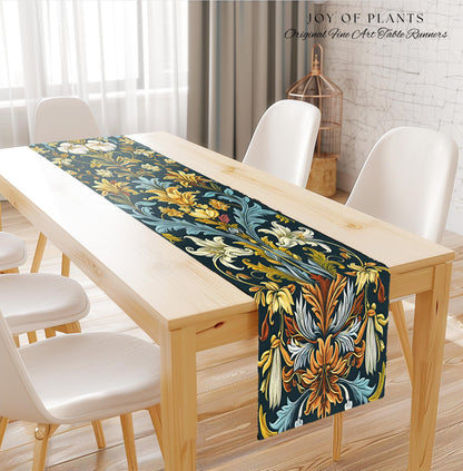 Art Nouveau Floral Table Runner Ornate Renaissance Style Botanical Dark Academia, William Morris Inspired Rustic Farmhouse Vintage Decor |