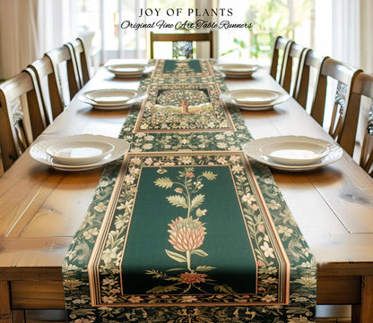 Botanical Tree of Life Table Runner | Ornate Floral Heritage Decor Vintage Nature Aesthetic Cottagecore Fairycore Dining Room Woodland Boho
