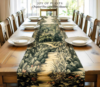 Renaissance Aesthetic Table Runner | Whimsical Fairytale Botanical Magic Garden Fairycore Woodland Dining Room Natural Elegance Altar Cloth
