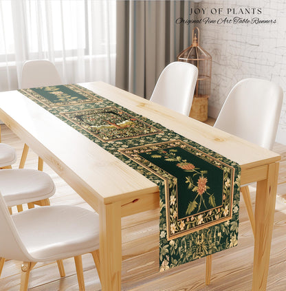 Botanical Tree of Life Table Runner | Ornate Floral Heritage Decor Vintage Nature Aesthetic Cottagecore Fairycore Dining Room Woodland Boho