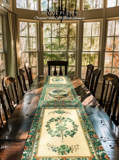 Romantic Ornate Botanical Countryside Table | Victorian Antique Botanical Accent French Garden Runner Chateau Floral Heritage Classical |