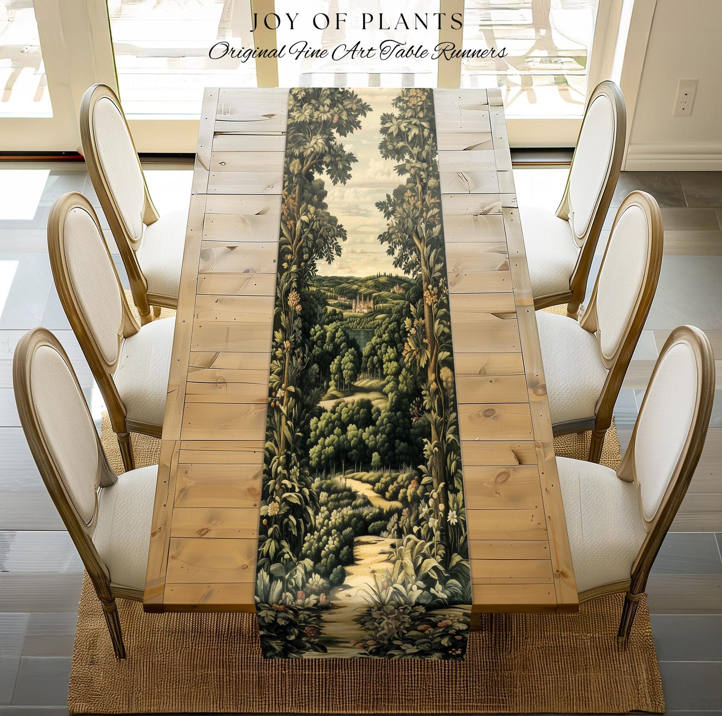 Renaissance Aesthetic Table Runner | Whimsical Fairytale Botanical Magic Garden Fairycore Woodland Dining Room Natural Elegance Altar Cloth
