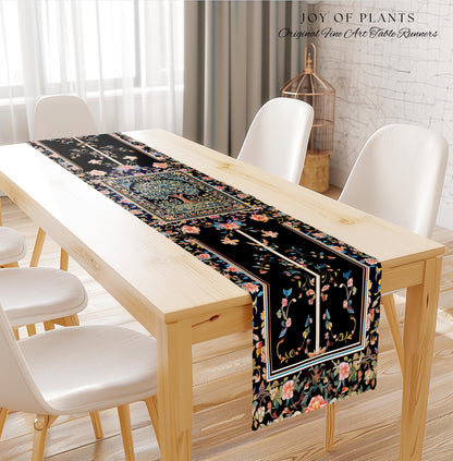 Eclectic Whimsy Tree of Life Table Runner | Colorful Bedroom Forest Fairy Cottagecore Garden Folklore Floral Enchanted Gothic Pastel Dining