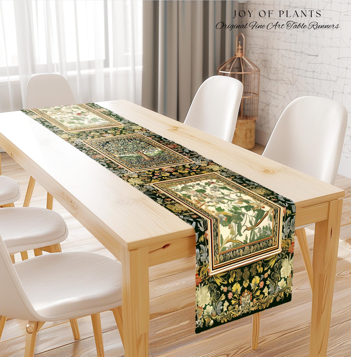 Rustic Fairytale Tree Table Runner | Cozy Enchanted Nature Romantic Forest Ethereal Vintage Floral Woodland Storybook Dreamy Whimsical Magic