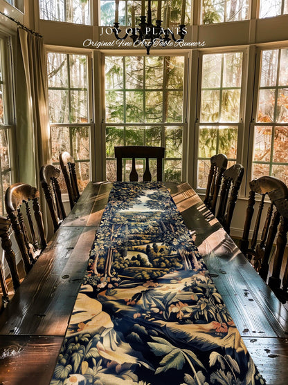 Elegant Rococo Landscape Botanical Table Runner | Romantic Victorian Elegance Medieval Gothic Fairytale Floral Decor Blanket Baroque Style |