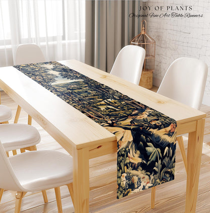 Elegant Rococo Landscape Botanical Table Runner | Romantic Victorian Elegance Medieval Gothic Fairytale Floral Decor Blanket Baroque Style |