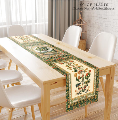 Chateau Garden Tree of Life Table Runner | French Provincial Landscape Antique Floral Romantic Aesthetic Victorian Home Decor Ornate Style