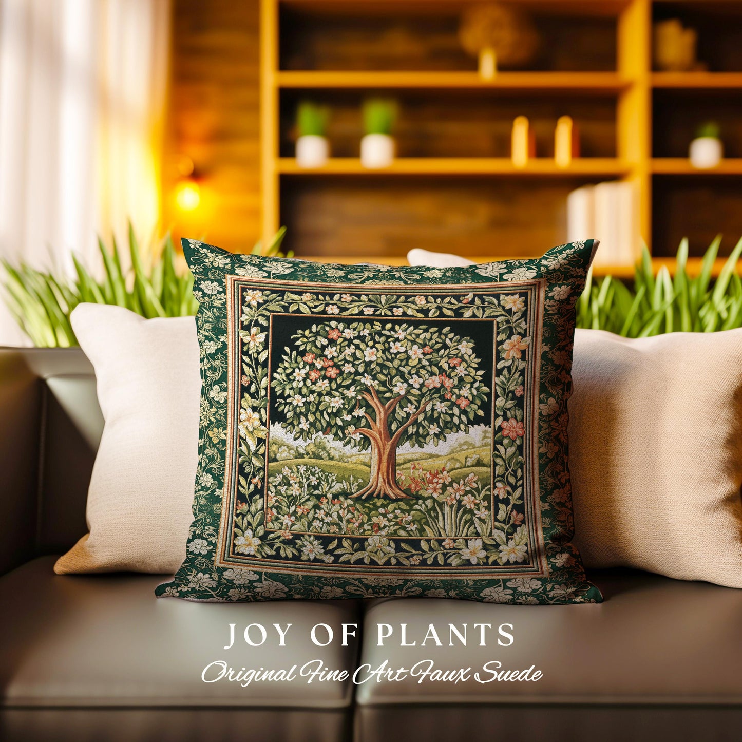 Botanical Tree of Life Decorative Tree Cushion Tapestry Throw Pillow
