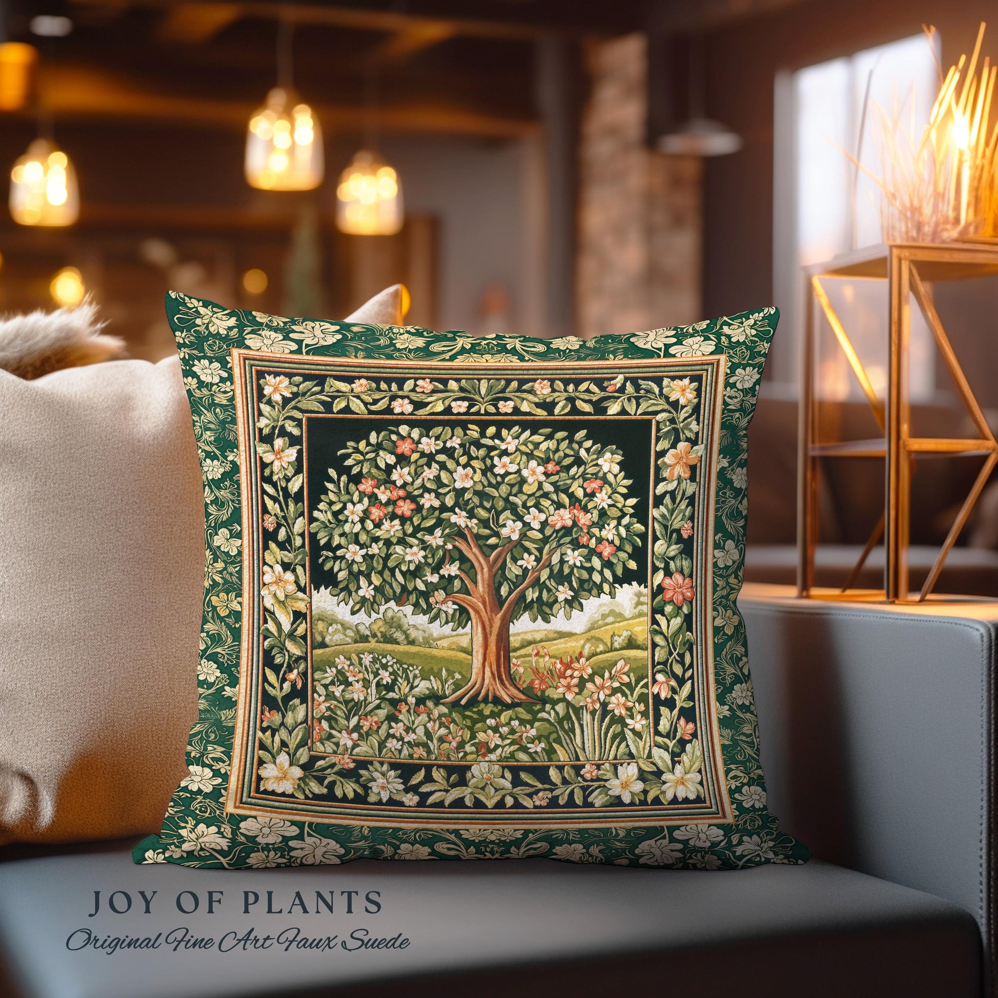 Botanical Tree of Life Decorative Tree Cushion Tapestry Throw Pillow
