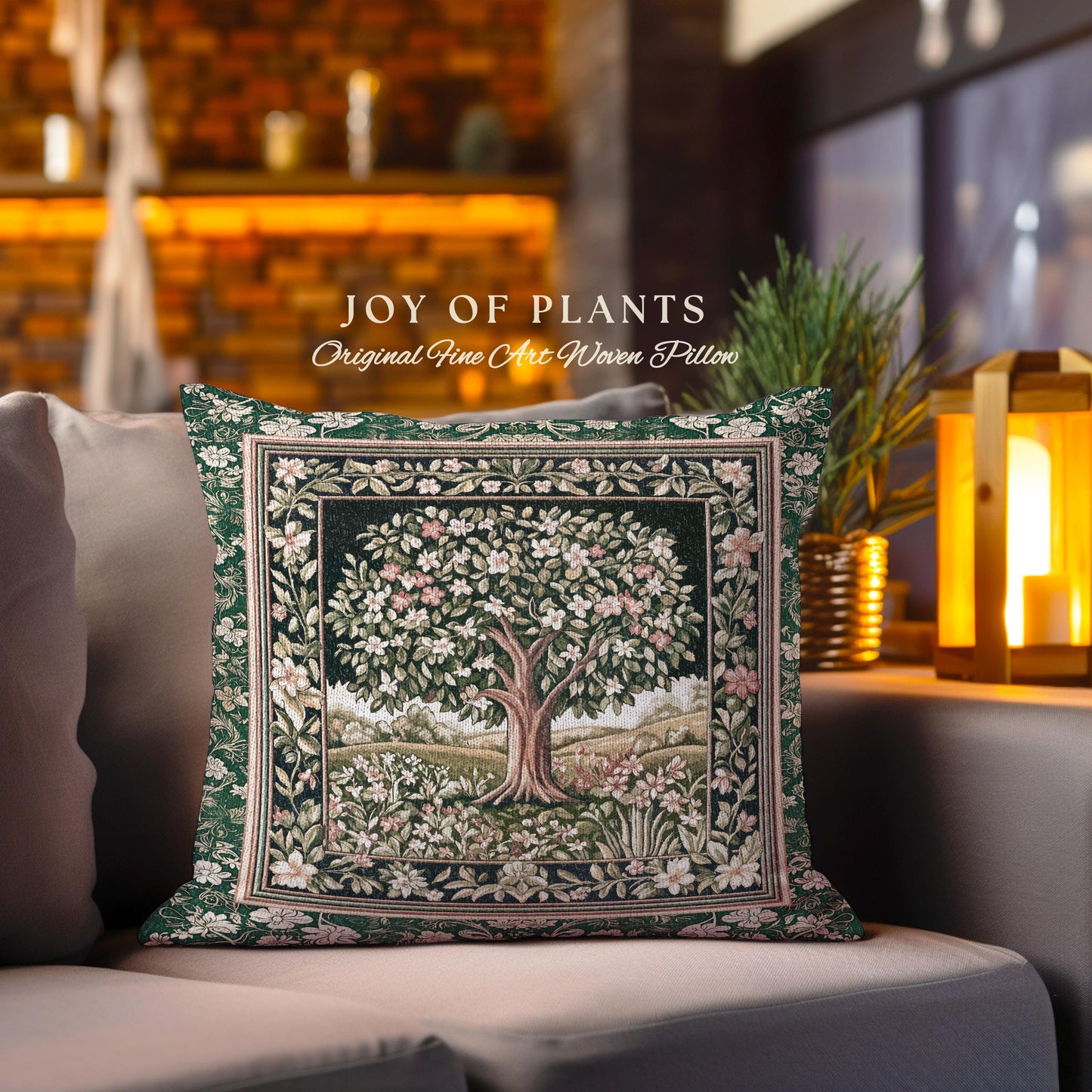Botanical Tree of Life Decorative Tree Cushion Tapestry Throw Pillow