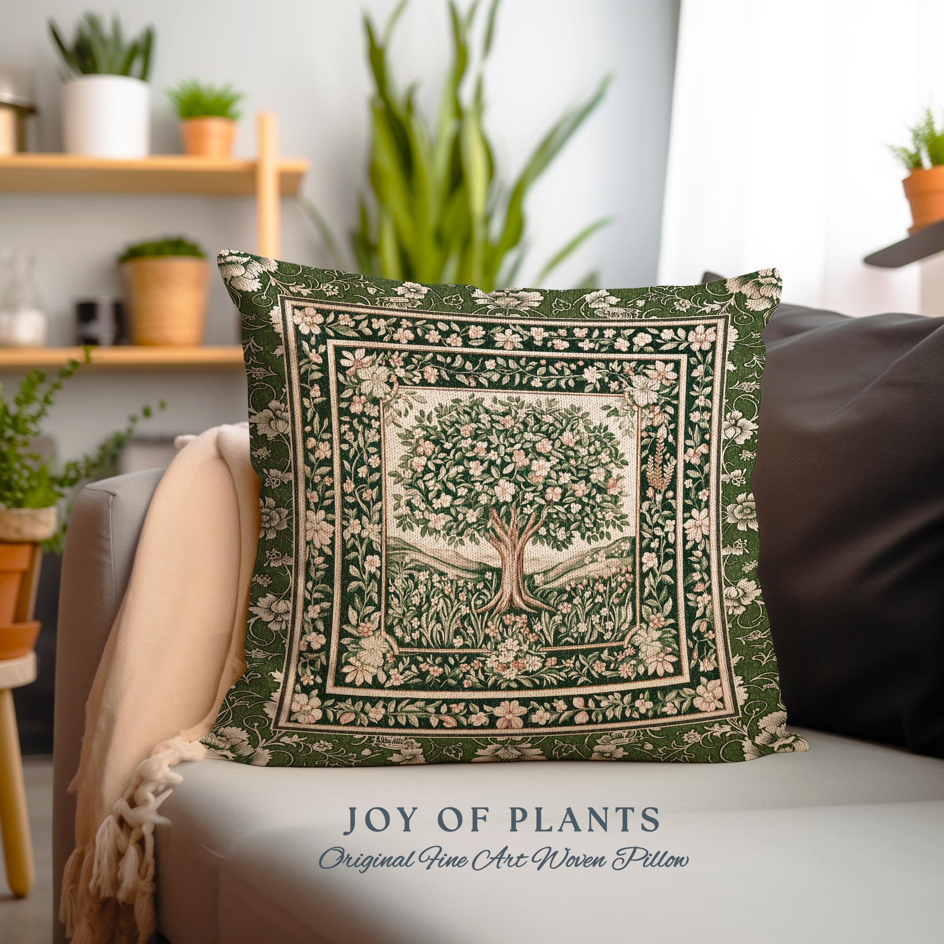 Enchanted Garden Folklore Tree Tapestry Pillow Decorative Throw Cushion