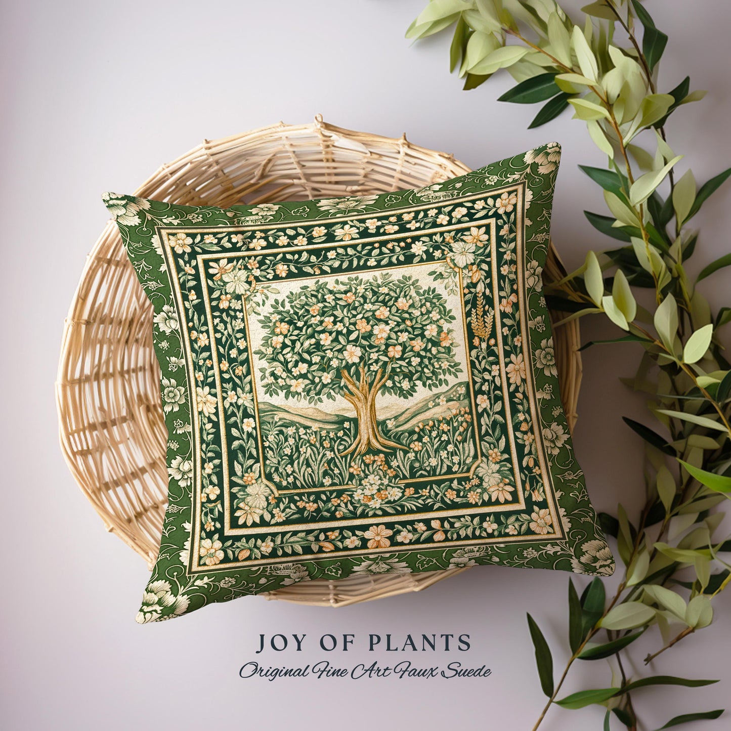 Enchanted Garden Folklore Tree Tapestry Pillow Decorative Throw Cushion