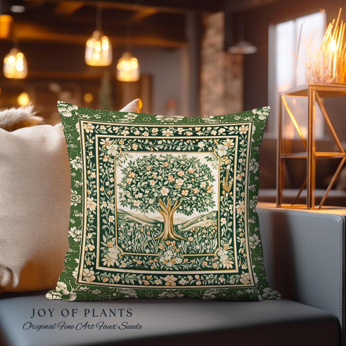 Enchanted Garden Folklore Tree Tapestry Pillow Decorative Throw Cushion