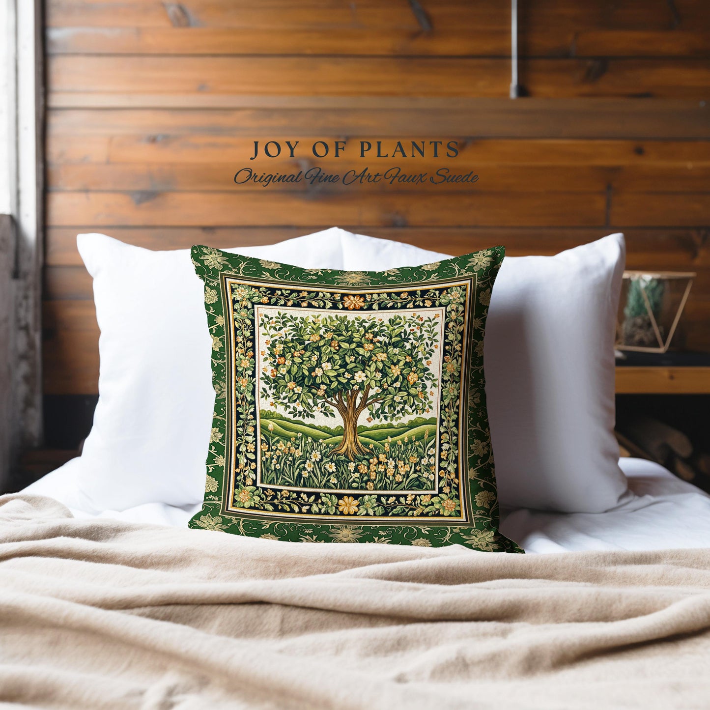 Emerald Green Floral Tree of Life Decorative Tree Cushion Tapestry Throw Pillow