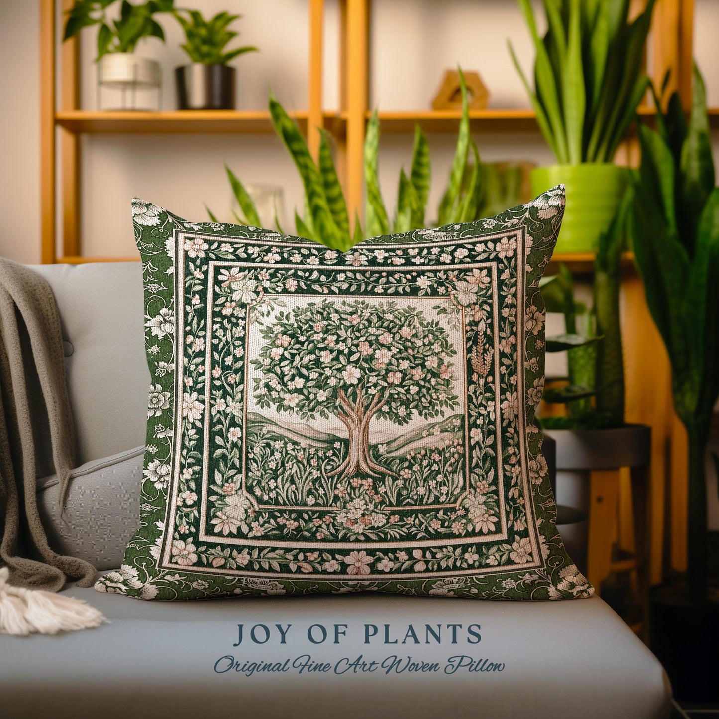 Enchanted Garden Folklore Tree Tapestry Pillow Decorative Throw Cushion
