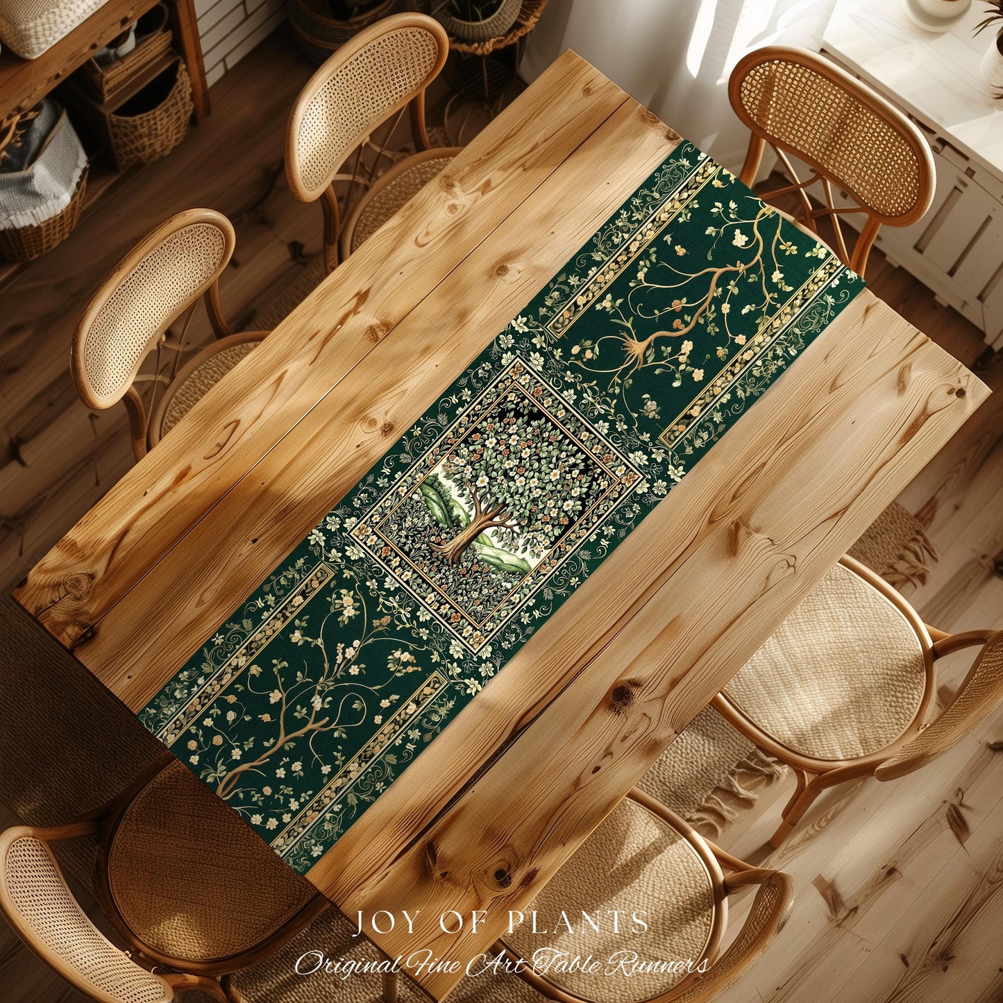 Fairytale Garden Timeless Table Accent | Storybook Botanical Medieval Rustic Legacy Folklore Romantic Cottage Inspired Cozy Earthy Runner |