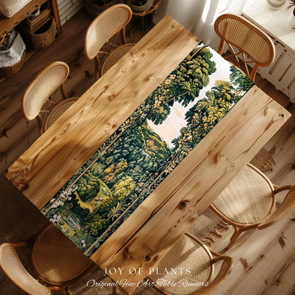 Magical Kingdom Folklore Table Runner | Medieval Botanical Gothic Victorian Fairytale Garden Dining Room Romantic Victorian Landscape Decor