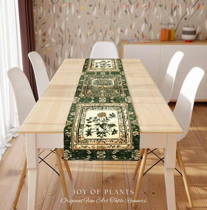 Enchanted Garden Folklore Tree Table Runner | Emerald Green Botanical Coquette Accent Floral Table Accent Forest Theme Folklore Cottagecore