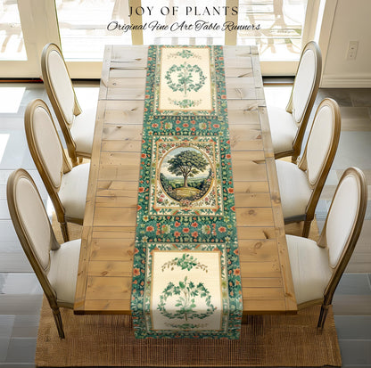 Romantic Ornate Botanical Countryside Table | Victorian Antique Botanical Accent French Garden Runner Chateau Floral Heritage Classical |