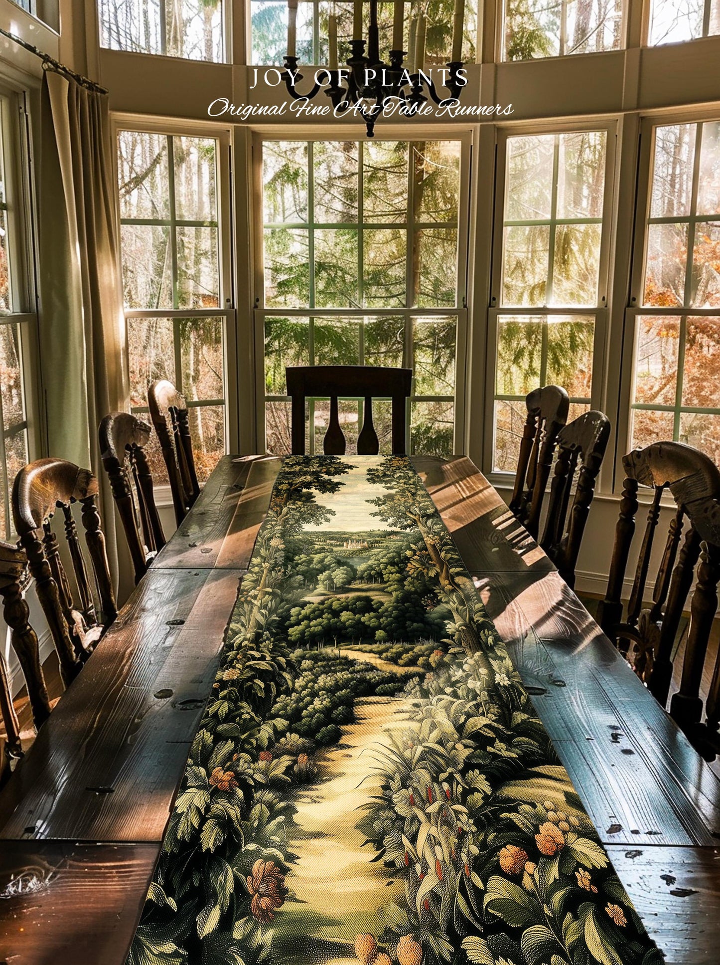 Renaissance Aesthetic Table Runner | Whimsical Fairytale Botanical Magic Garden Fairycore Woodland Dining Room Natural Elegance Altar Cloth