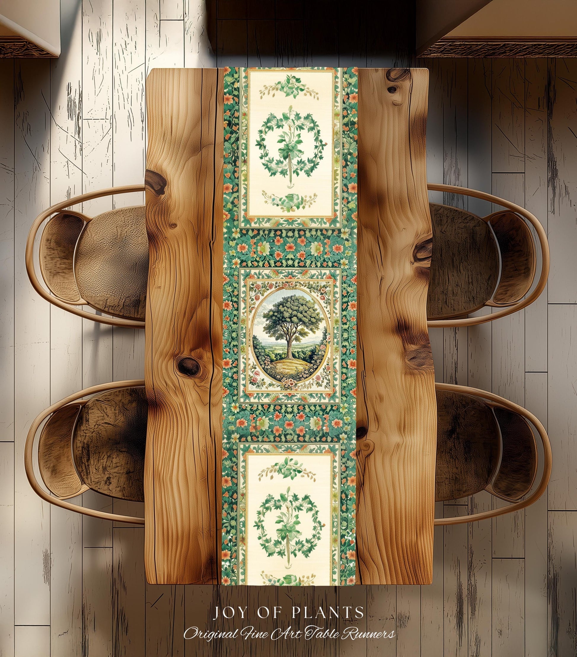 Romantic Ornate Botanical Countryside Table | Victorian Antique Botanical Accent French Garden Runner Chateau Floral Heritage Classical |