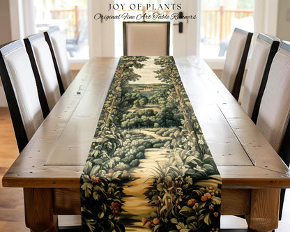 Renaissance Aesthetic Table Runner | Whimsical Fairytale Botanical Magic Garden Fairycore Woodland Dining Room Natural Elegance Altar Cloth
