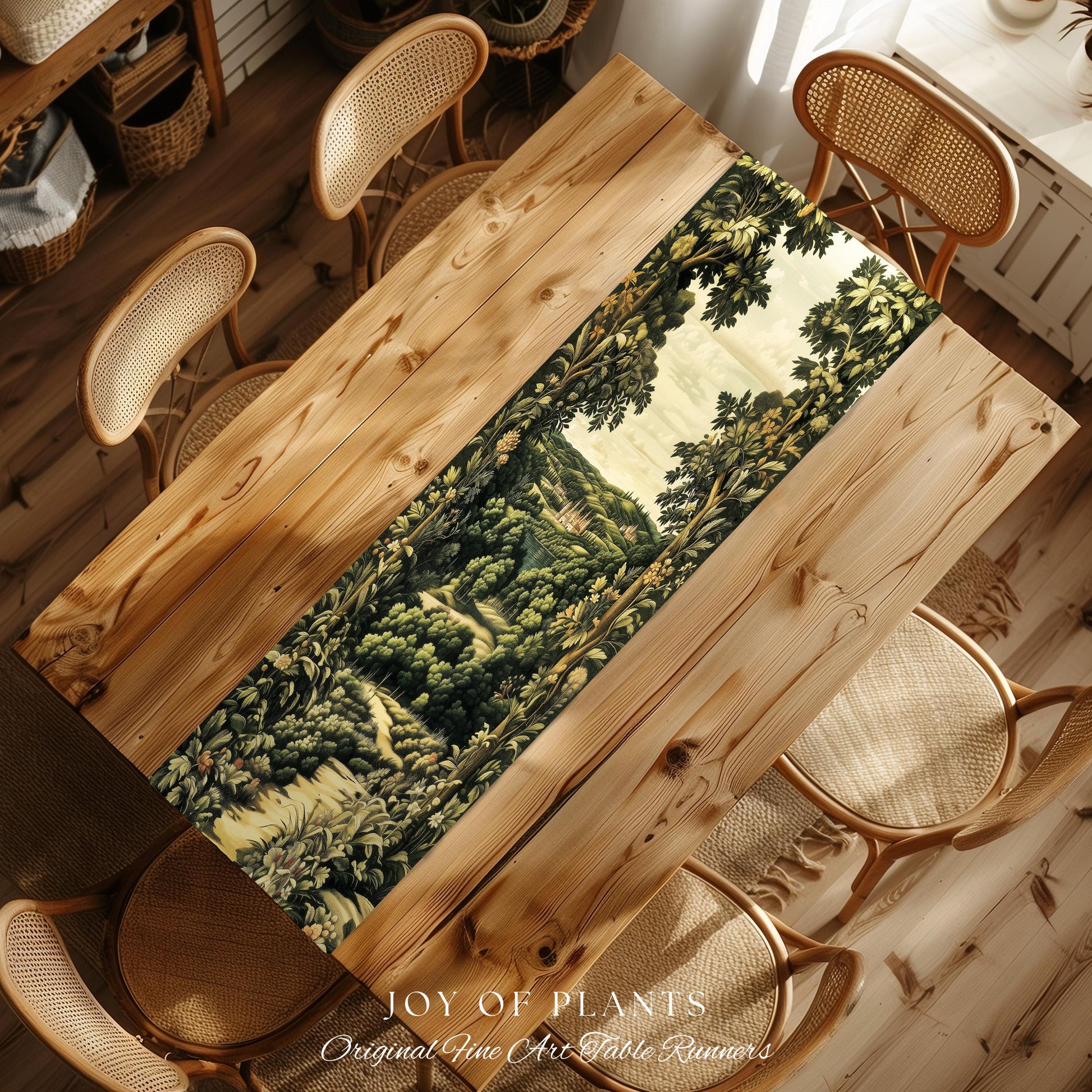 Renaissance Aesthetic Table Runner | Whimsical Fairytale Botanical Magic Garden Fairycore Woodland Dining Room Natural Elegance Altar Cloth