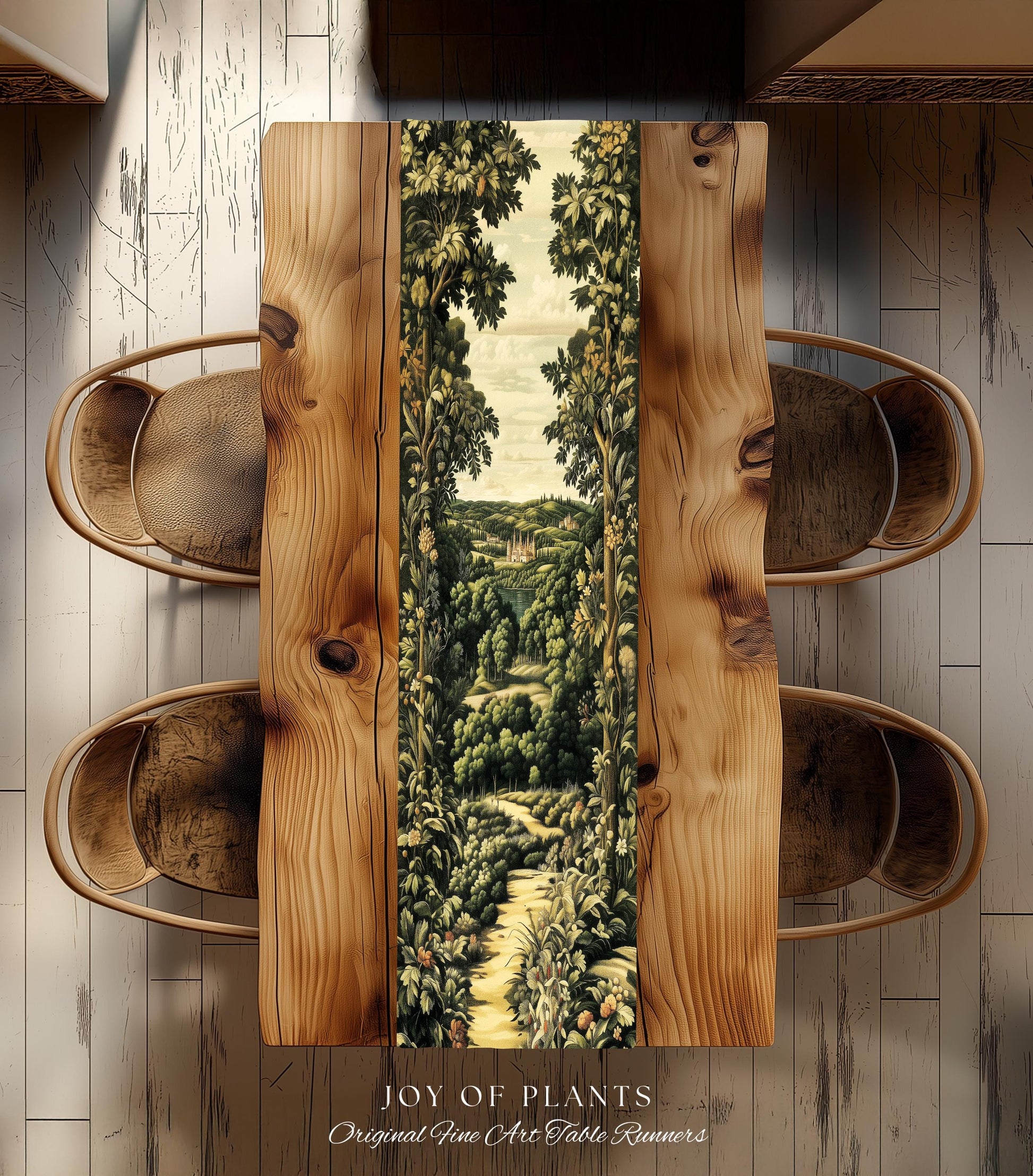 Renaissance Aesthetic Table Runner | Whimsical Fairytale Botanical Magic Garden Fairycore Woodland Dining Room Natural Elegance Altar Cloth