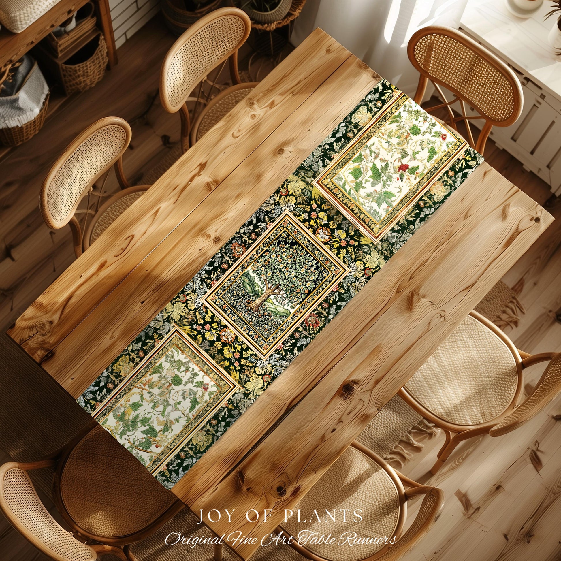 Rustic Fairytale Tree Table Runner | Cozy Enchanted Nature Romantic Forest Ethereal Vintage Floral Woodland Storybook Dreamy Whimsical Magic