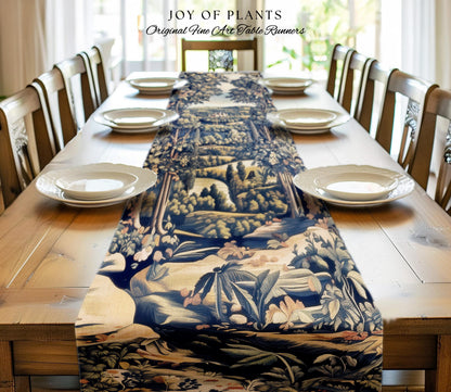 Elegant Rococo Landscape Botanical Table Runner | Romantic Victorian Elegance Medieval Gothic Fairytale Floral Decor Blanket Baroque Style |