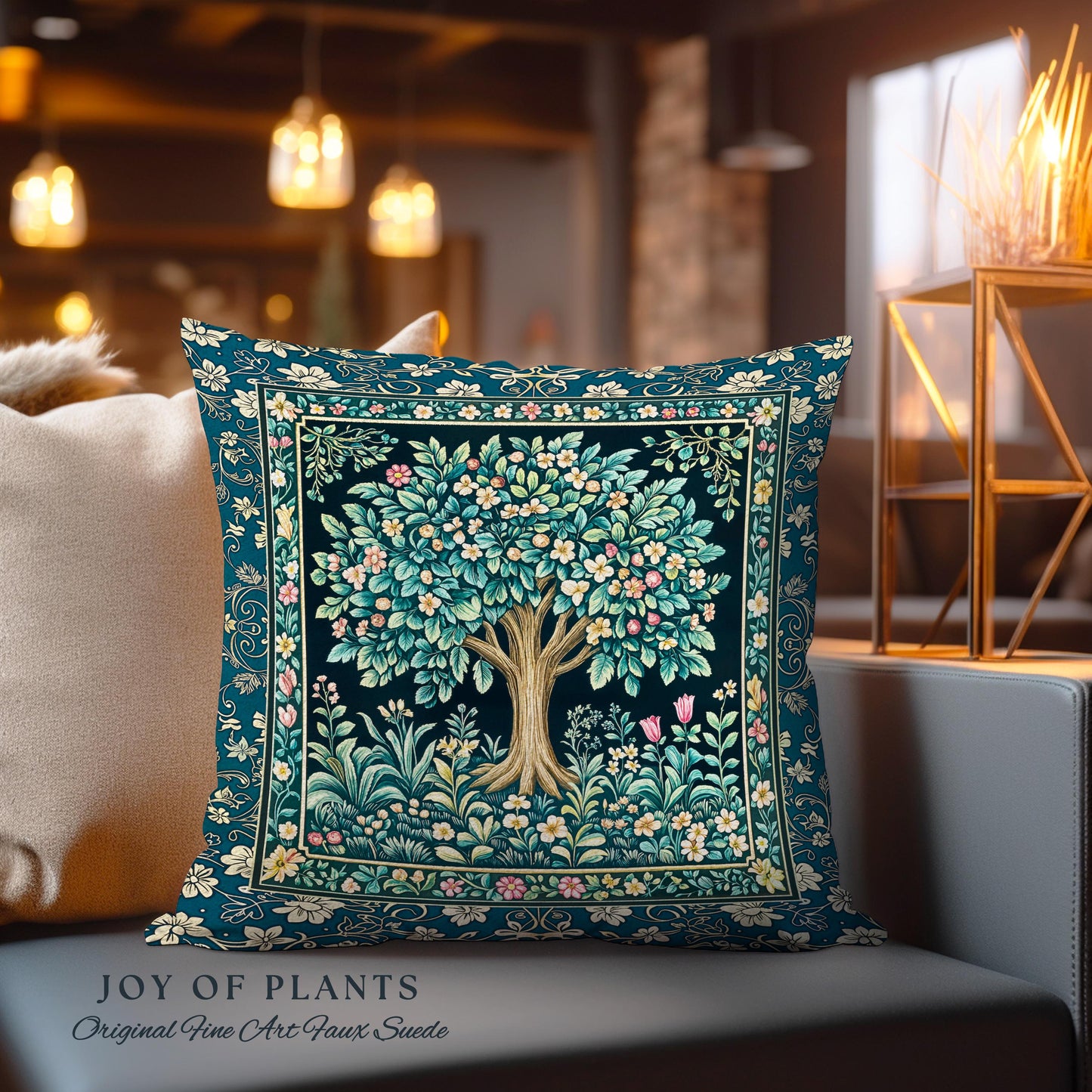 Folklore Forest Storybook Decorative Tree Cushion Tapestry Throw Pillow