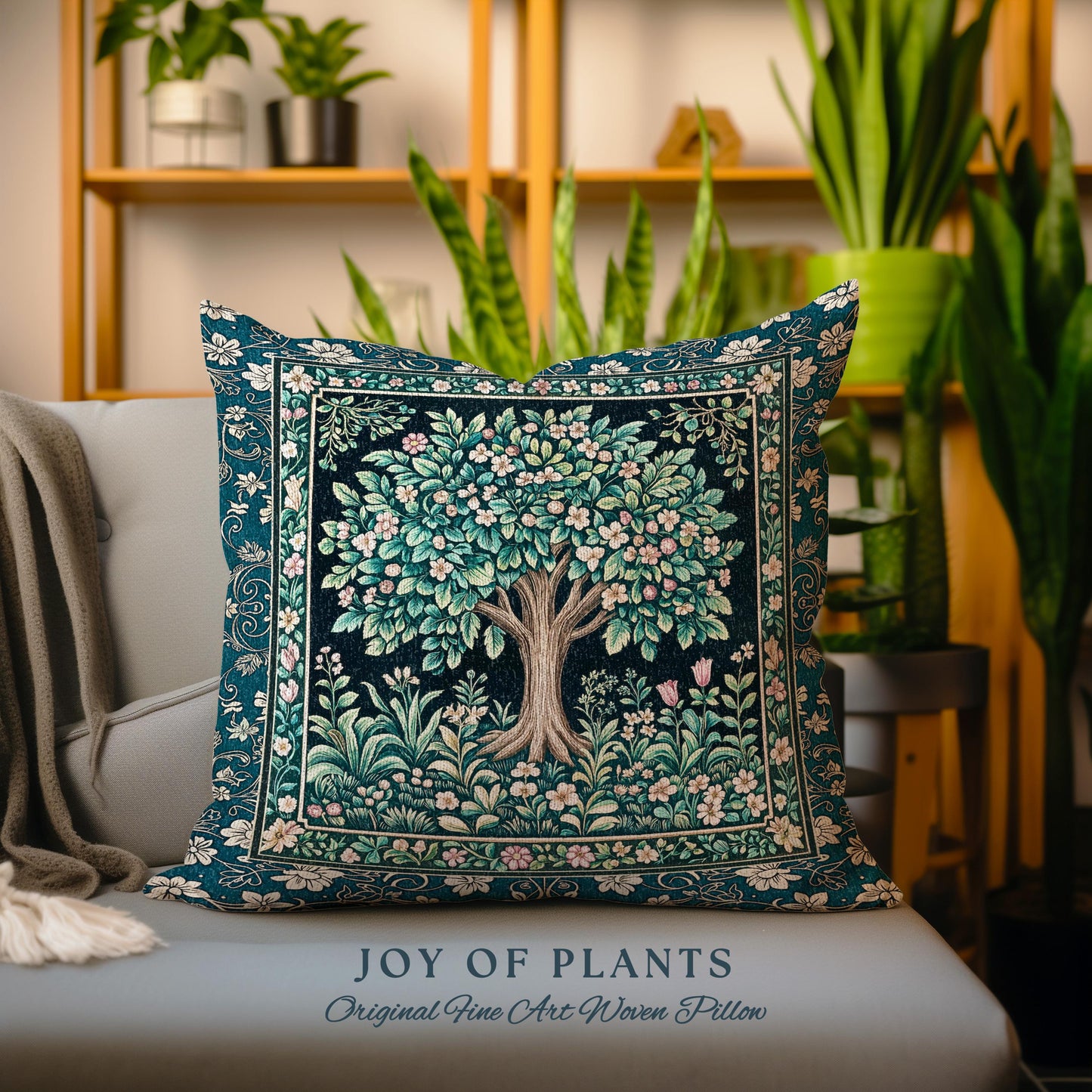 Folklore Forest Storybook Decorative Tree Cushion Tapestry Throw Pillow