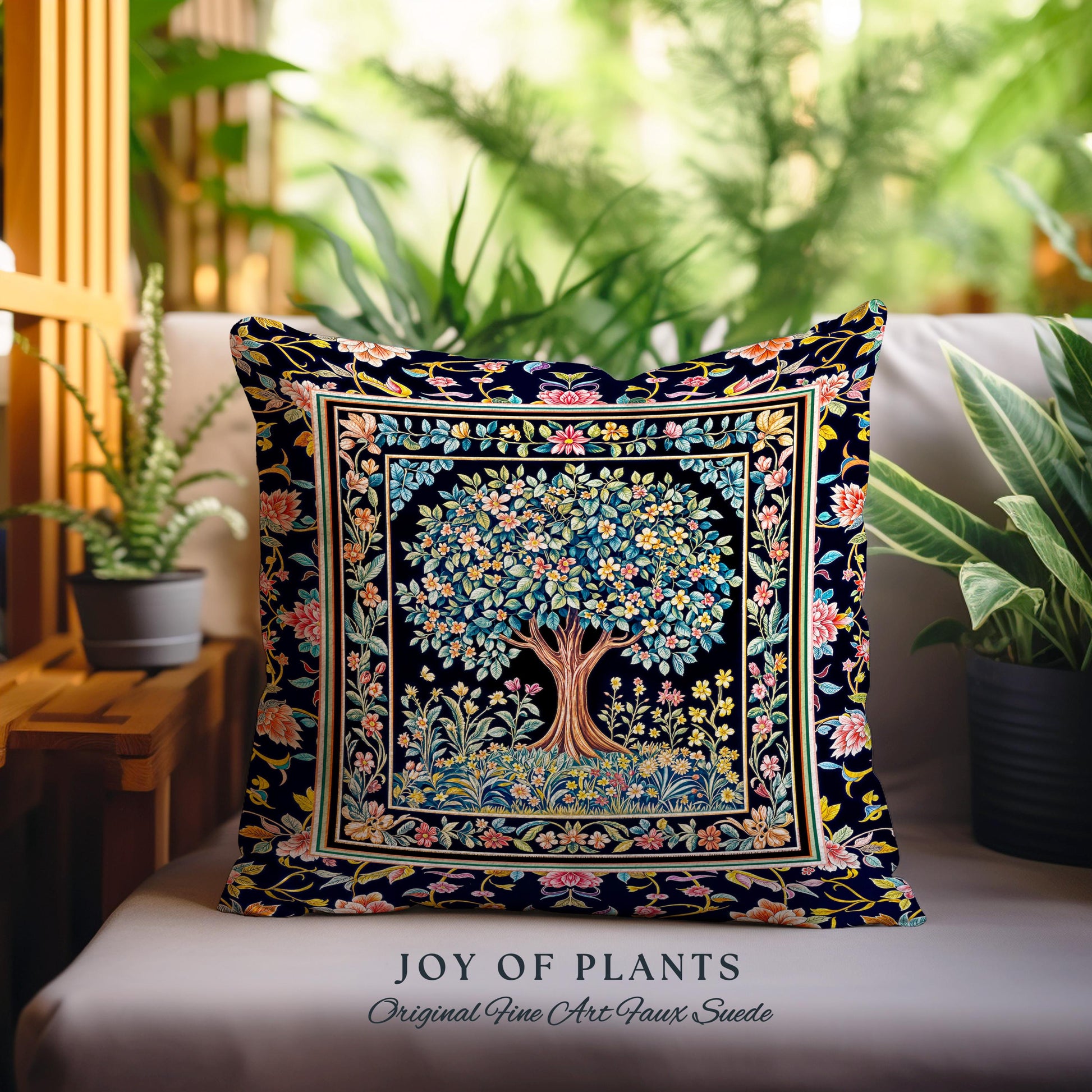Eclectic Whimsy Tree of Life Tapestry Pillow Decorative Throw Cushion