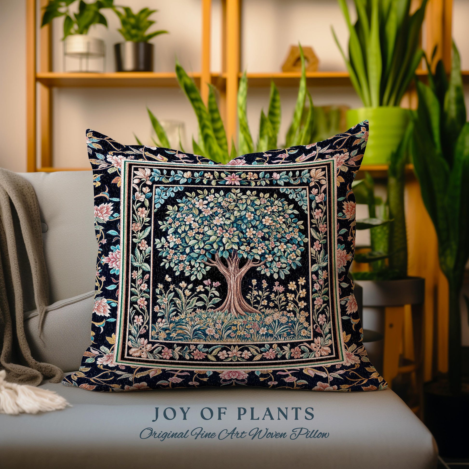 Eclectic Whimsy Tree of Life Tapestry Pillow Decorative Throw Cushion