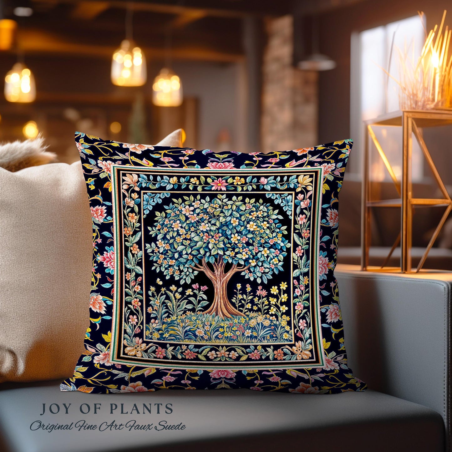 Eclectic Whimsy Tree of Life Tapestry Pillow Decorative Throw Cushion
