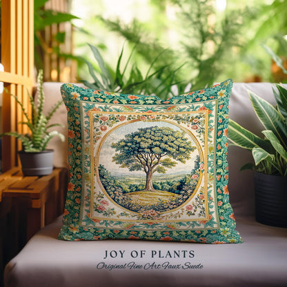 Romantic Ornate Botanical Countryside Decorative Tree Cushion Tapestry Throw Pillow