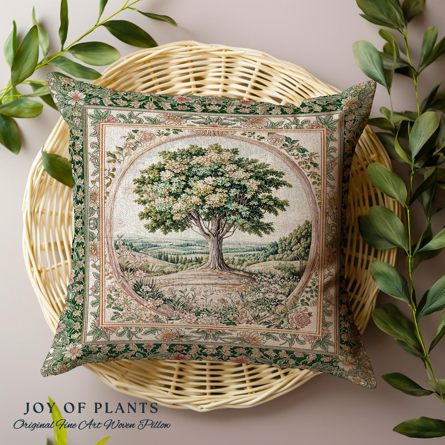 Chateau Garden Tree of Life Tapestry Pillow Decorative Throw Cushion