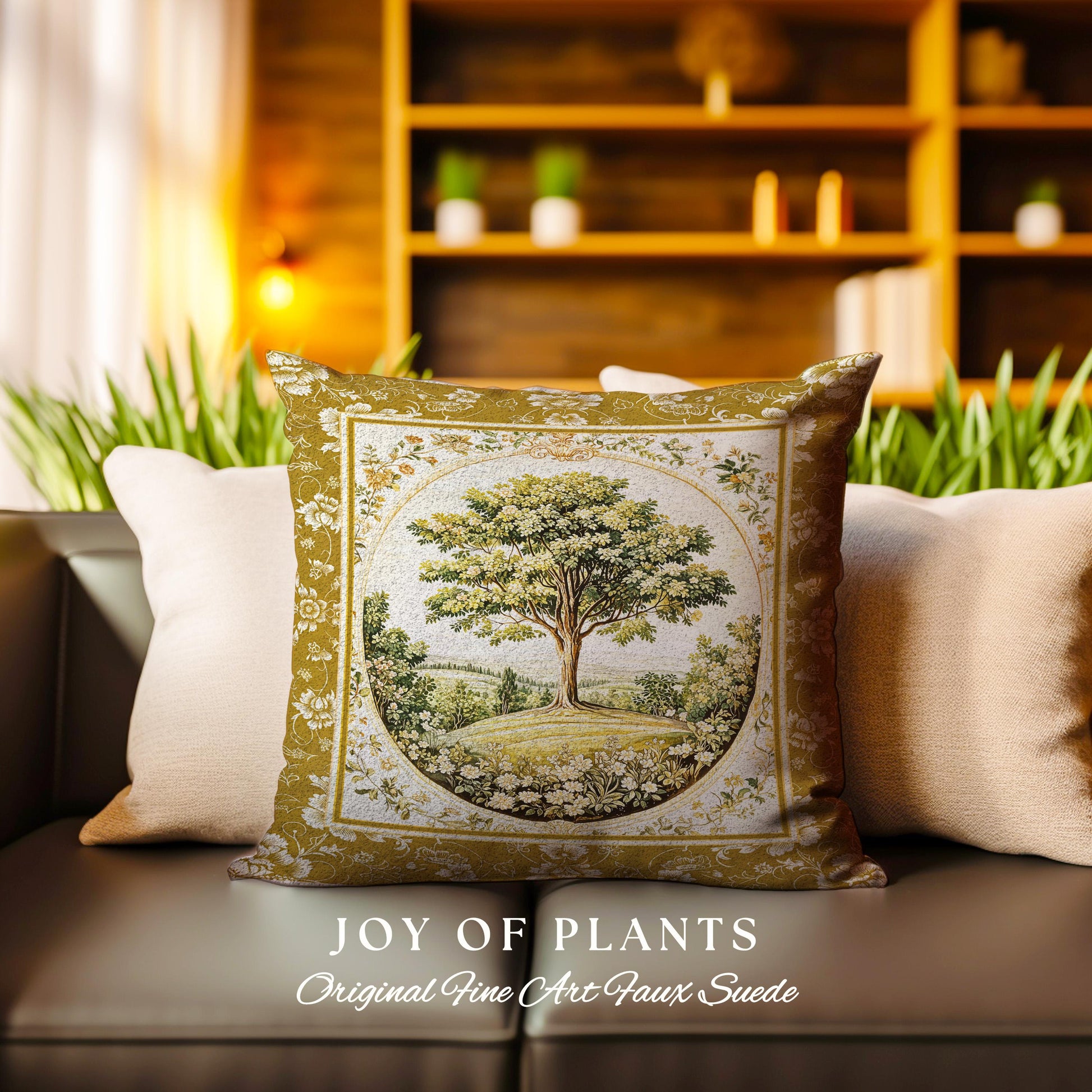 French Countryside Botanical Tree Tapestry Pillow Decorative Throw Cushion
