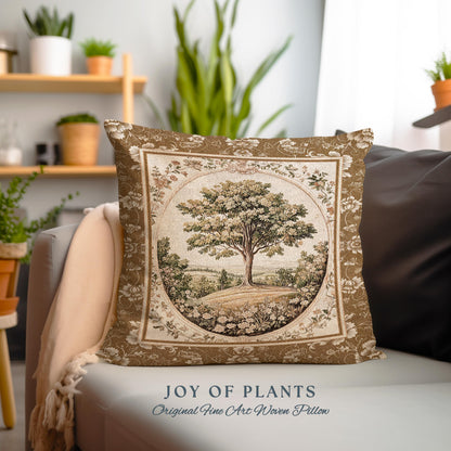French Countryside Botanical Tree Tapestry Pillow Decorative Throw Cushion