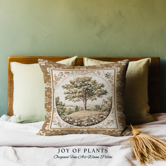 French Countryside Botanical Tree Tapestry Pillow Decorative Throw Cushion