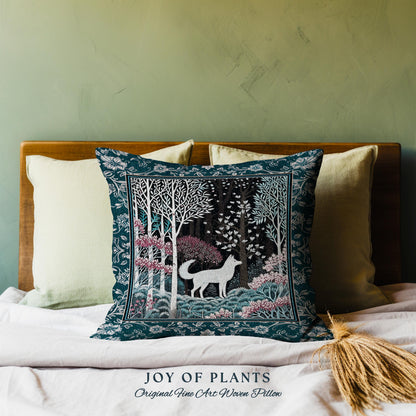 Storybook Folklore Boho Woven Decorative Wolf Cushion Tapestry Throw Pillow