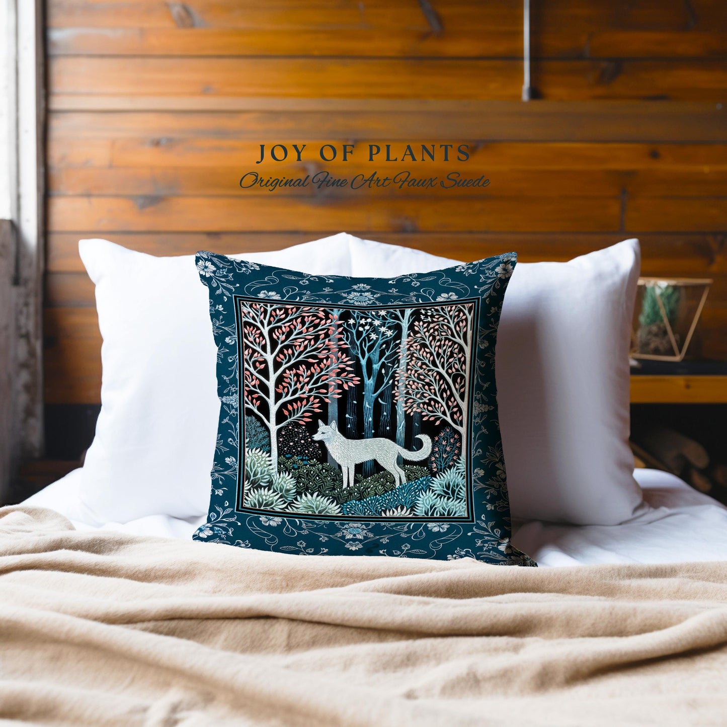 Earthy Colors Woodland Wolf Tapestry Pillow Decorative Throw Cushion