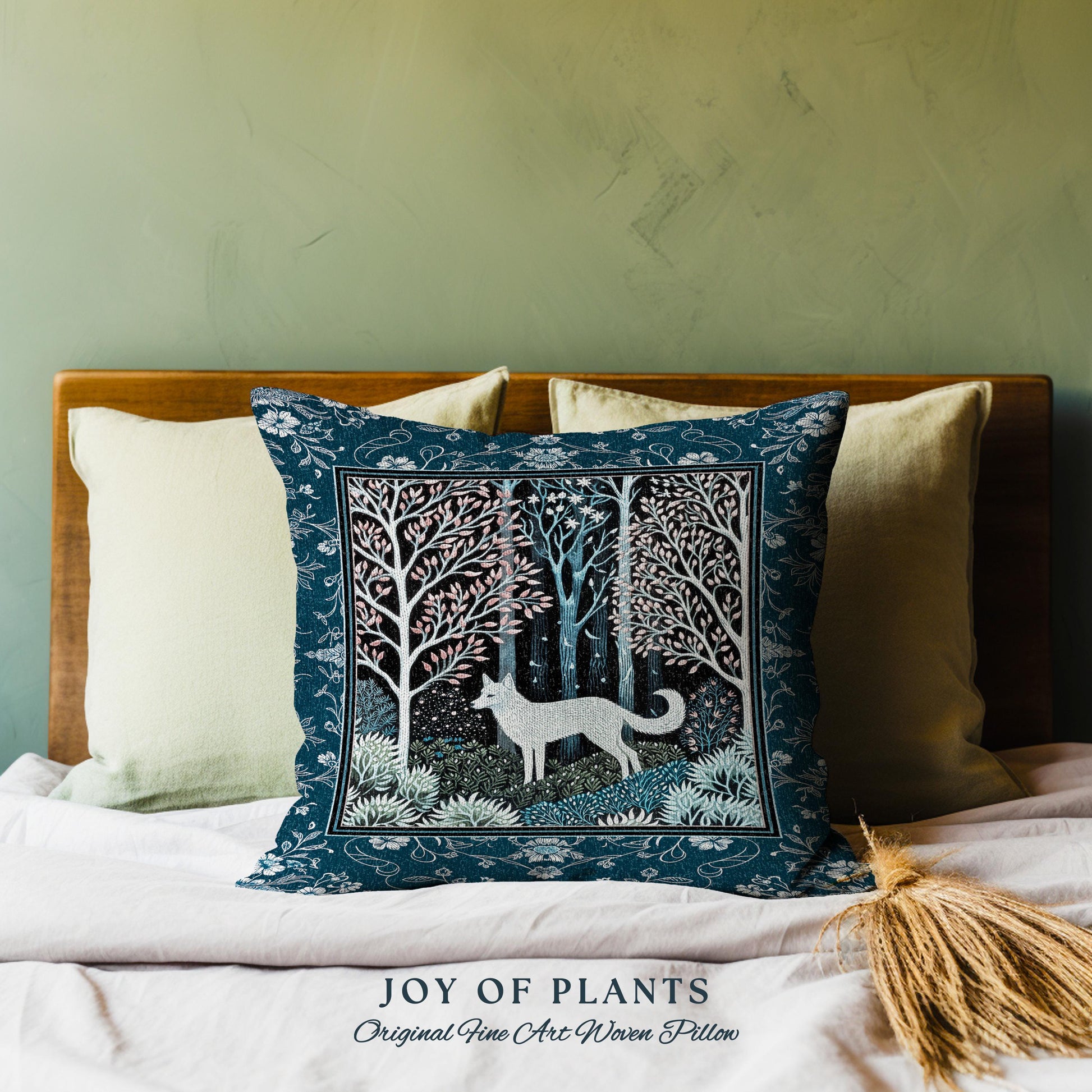 Earthy Colors Woodland Wolf Tapestry Pillow Decorative Throw Cushion